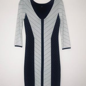 Bebe long sleeve black & white bodycon dress